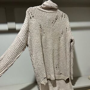 Express Distressed Tan Oversized Medium Sweater